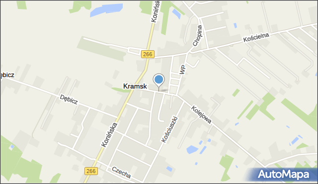 Kramsk, Pogorzelna, mapa Kramsk