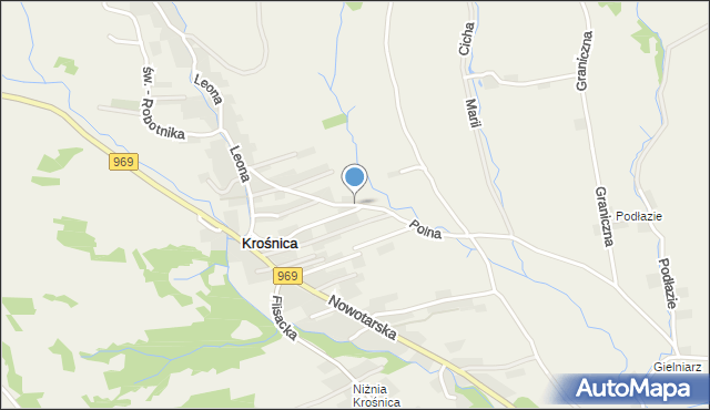 Krośnica gmina Krościenko nad Dunajcem, Polna, mapa Krośnica gmina Krościenko nad Dunajcem
