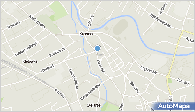 Krosno, Podwale, mapa Krosna