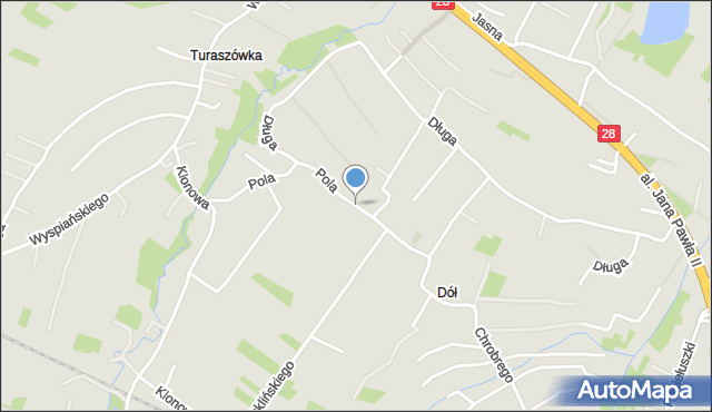 Krosno, Pola Wincentego, mapa Krosna