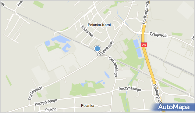 Krosno, Popiełuszki Jerzego, bł. ks., mapa Krosna