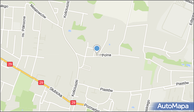 Krosno Odrzańskie, Polna, mapa Krosno Odrzańskie