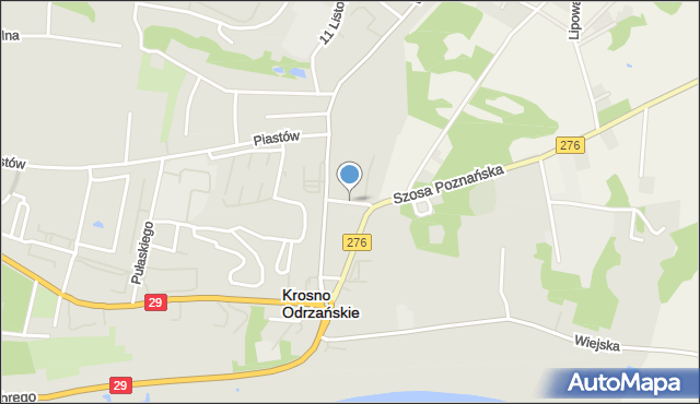 Krosno Odrzańskie, Poprzeczna, mapa Krosno Odrzańskie