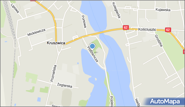 Kruszwica, Podzamcze, mapa Kruszwica