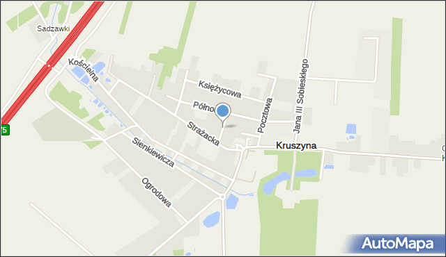 Kruszyna powiat częstochowski, Poprzeczna, mapa Kruszyna powiat częstochowski