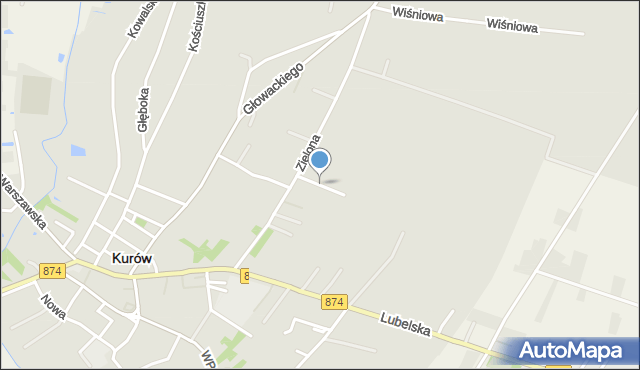 Kurów powiat puławski, Polna, mapa Kurów powiat puławski