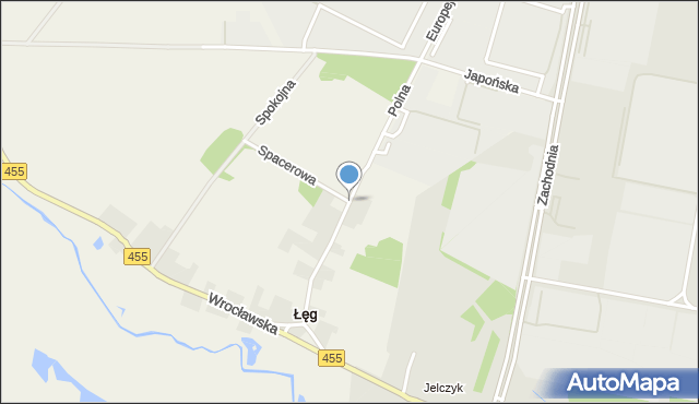 Łęg gmina Jelcz-Laskowice, Polna, mapa Łęg gmina Jelcz-Laskowice