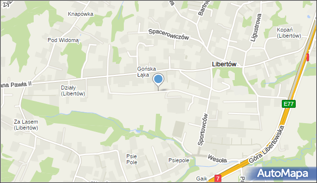 Libertów gmina Mogilany, Południowa, mapa Libertów gmina Mogilany