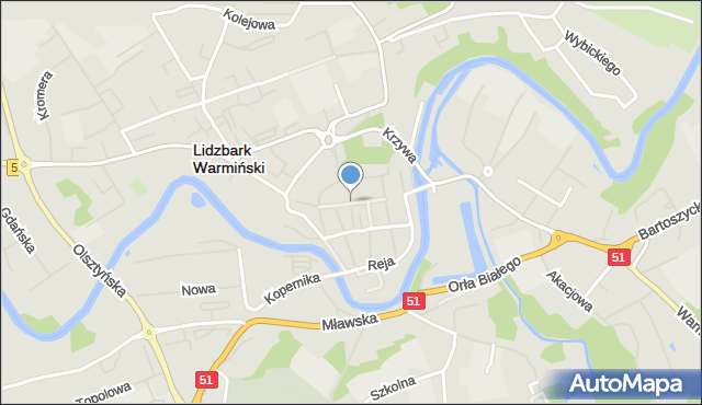 Lidzbark Warmiński, Powstańców Warszawy, mapa Lidzbark Warmiński