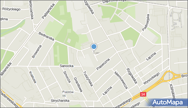 Łódź, Poprzeczna, mapa Łodzi