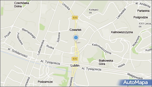 Lublin, Podzamcze, mapa Lublina