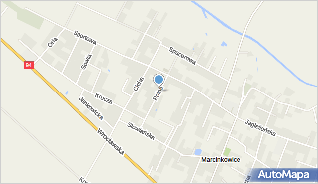 Marcinkowice gmina Oława, Polna, mapa Marcinkowice gmina Oława