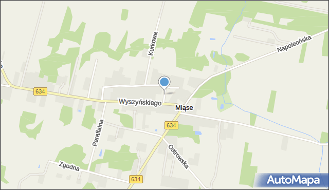 Miąse, Popiełuszki Jerzego, bł. ks., mapa Miąse