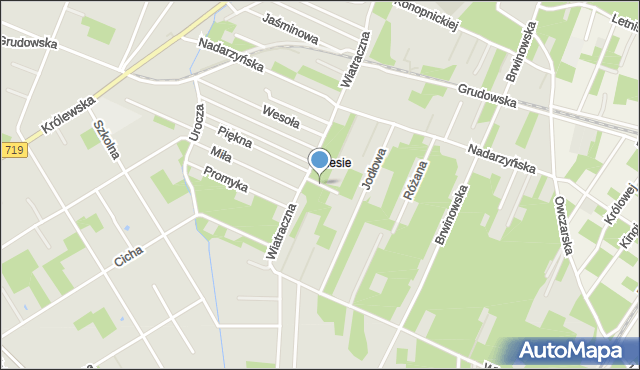 Milanówek, Pogodna, mapa Milanówek