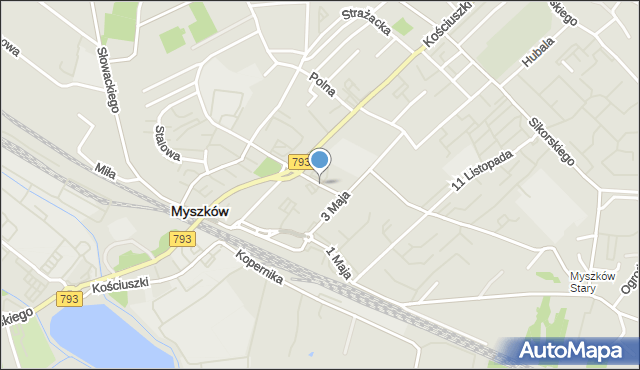 Myszków, Polskiego Czerwonego Krzyża, mapa Myszków