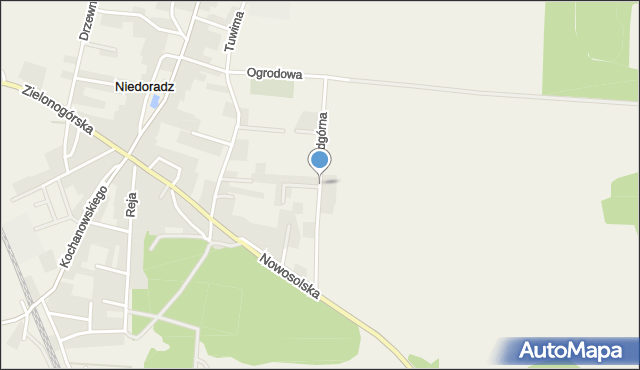 Niedoradz, Podgórna, mapa Niedoradz