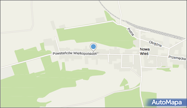 Nowa Wieś gmina Przemęt, Powstańców Wielkopolskich, mapa Nowa Wieś gmina Przemęt