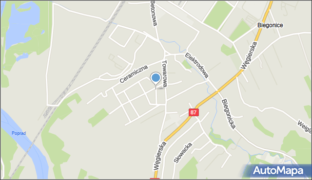 Nowy Sącz, Powstańców Warszawy, mapa Nowego Sącza