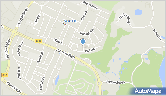 Olsztyn, Pogodna, mapa Olsztyna