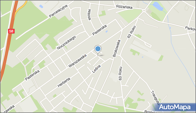 Ostrów Mazowiecka, Poprzeczna, mapa Ostrów Mazowiecka