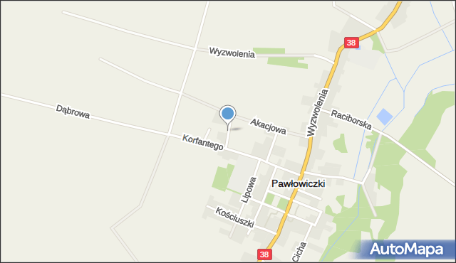 Pawłowiczki, Polna, mapa Pawłowiczki