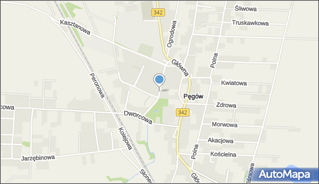 Pęgów gmina Oborniki Śląskie, Poprzeczna, mapa Pęgów gmina Oborniki Śląskie