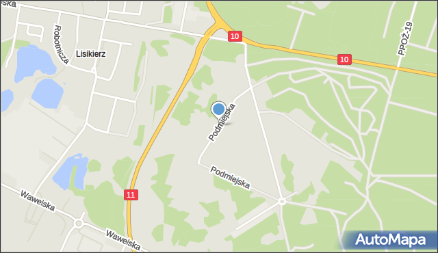 Piła, Podmiejska, mapa Piły