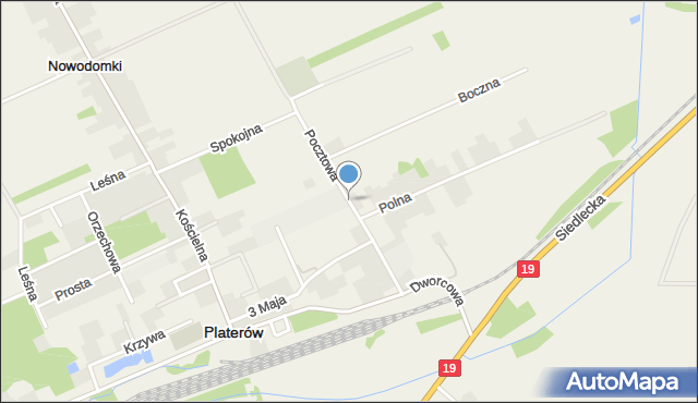 Platerów, Pocztowa, mapa Platerów