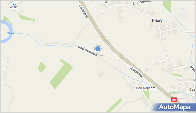 Pławy, Pod Kopcem, mapa Pławy