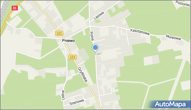 Pniewo gmina Gryfino, Polna, mapa Pniewo gmina Gryfino