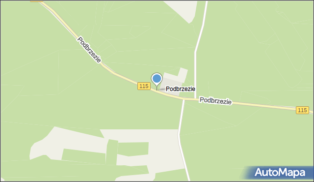 Podbrzezie gmina Police, Podbrzezie, mapa Podbrzezie gmina Police