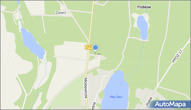 Podlesie gmina Człopa, Podlesie, mapa Podlesie gmina Człopa