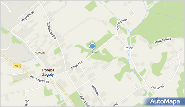 Poręba Żegoty, Pogórze, mapa Poręba Żegoty