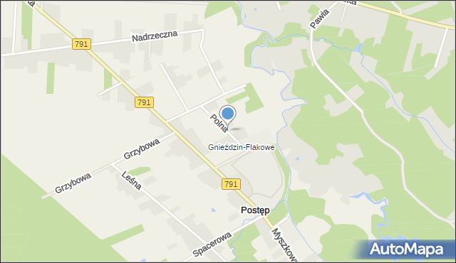 Postęp, Polna, mapa Postęp