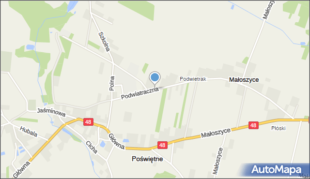 Poświętne powiat opoczyński, Podwiatraczna, mapa Poświętne powiat opoczyński