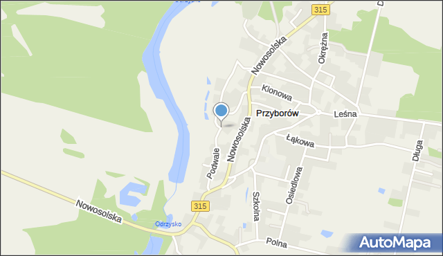 Przyborów gmina Nowa Sól, Podwale, mapa Przyborów gmina Nowa Sól
