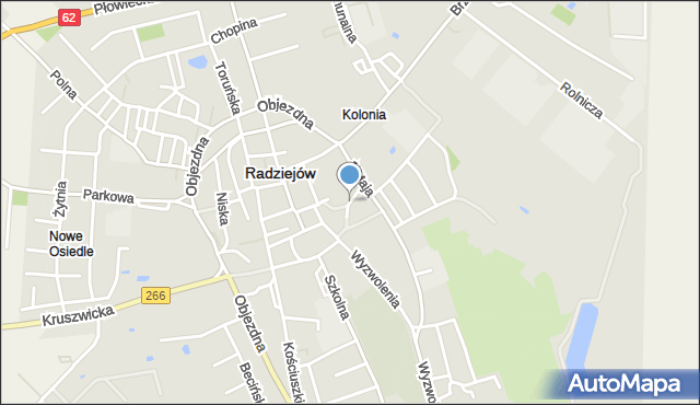 Radziejów, Podgórna, mapa Radziejów