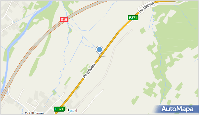 Równe gmina Dukla, Pocztowa, mapa Równe gmina Dukla