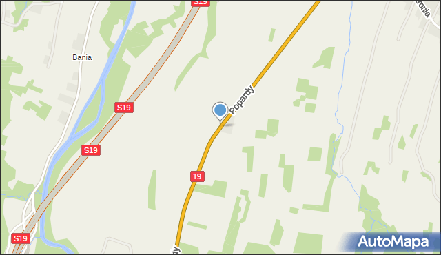 Równe gmina Dukla, Popardy, mapa Równe gmina Dukla