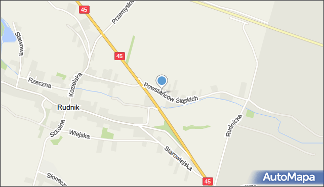 Rudnik powiat raciborski, Powstańców Śląskich, mapa Rudnik powiat raciborski