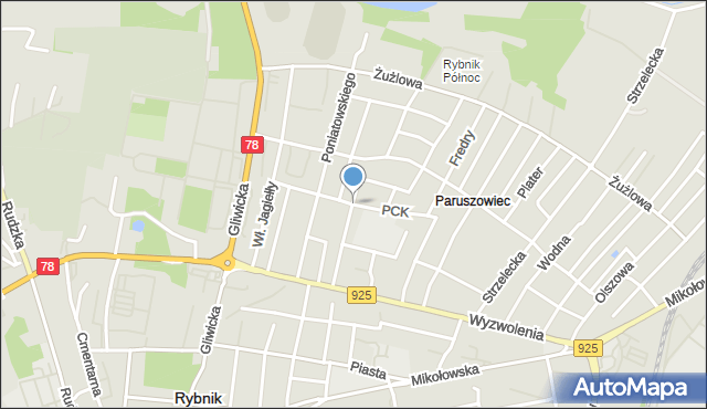 Rybnik, Polskiego Czerwonego Krzyża, mapa Rybnika