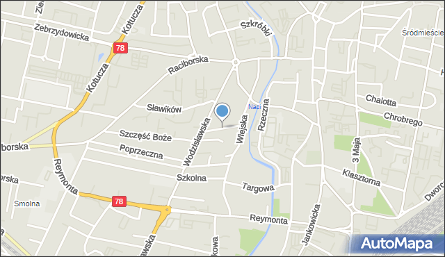 Rybnik, Popiełuszki Jerzego, bł. ks., mapa Rybnika