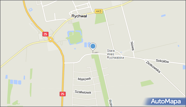 Rychwał, Polna, mapa Rychwał