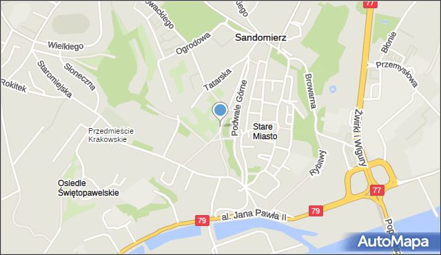 Sandomierz, Podwale Dolne, mapa Sandomierza