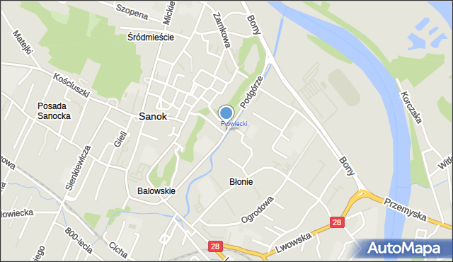 Sanok, Podgórze, mapa Sanok