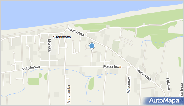 Sarbinowo gmina Mielno, Północna, mapa Sarbinowo gmina Mielno