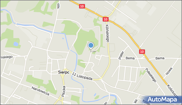 Sierpc, Podgórna, mapa Sierpc