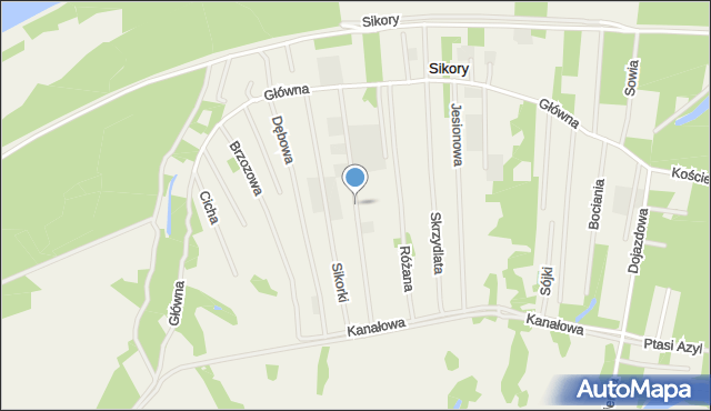 Sikory gmina Wieliszew, Polna, mapa Sikory gmina Wieliszew