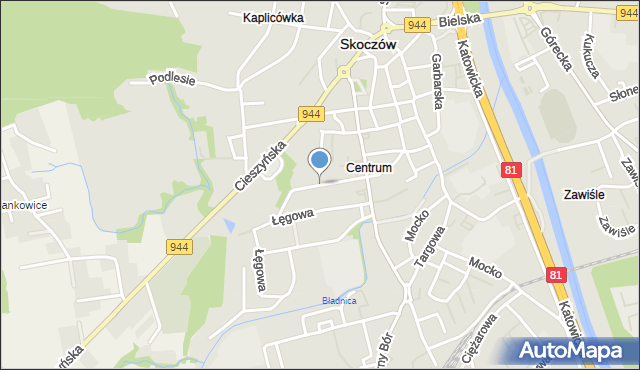 Skoczów powiat cieszyński, Podkępie, mapa Skoczów powiat cieszyński