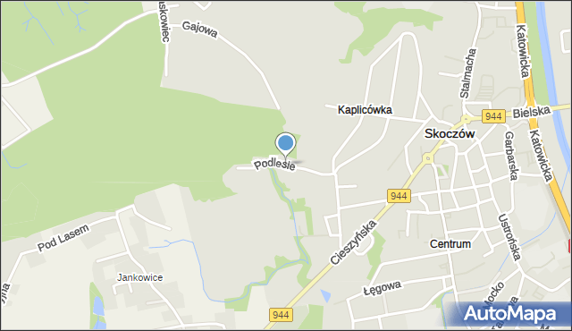 Skoczów powiat cieszyński, Podlesie, mapa Skoczów powiat cieszyński